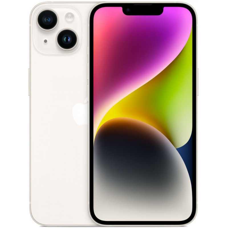 Смартфон Apple A2882 iPhone 14 256Gb 6Gb сияющая звезда моноблок 3G 4G 2Sim 6.1" 1170x2532 iOS 16 12Mpix 802.11 a/b/g/n/ac/ax NFC GPS GSM900/1800 GSM1900 Protect