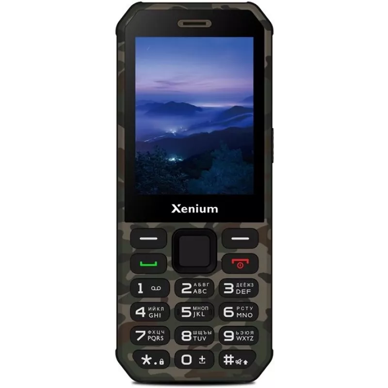 Мобильный телефон XENIUM X300 зеленый моноблок 2Sim 2.8" 240x320 Nucleus 0.3Mpix GSM900/1800 MP3 FM microSD max32Gb