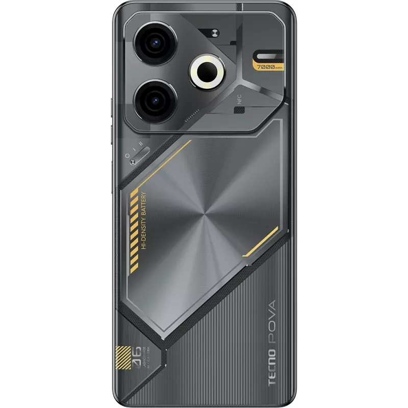 Смартфон Tecno Pova 6 256Gb 12Gb серый моноблок 3G 4G 2Sim 6.8" 1080x2460 Android 14 108Mpix 802.11 a/b/g/n/ac NFC GPS GSM900/1800 Protect FM