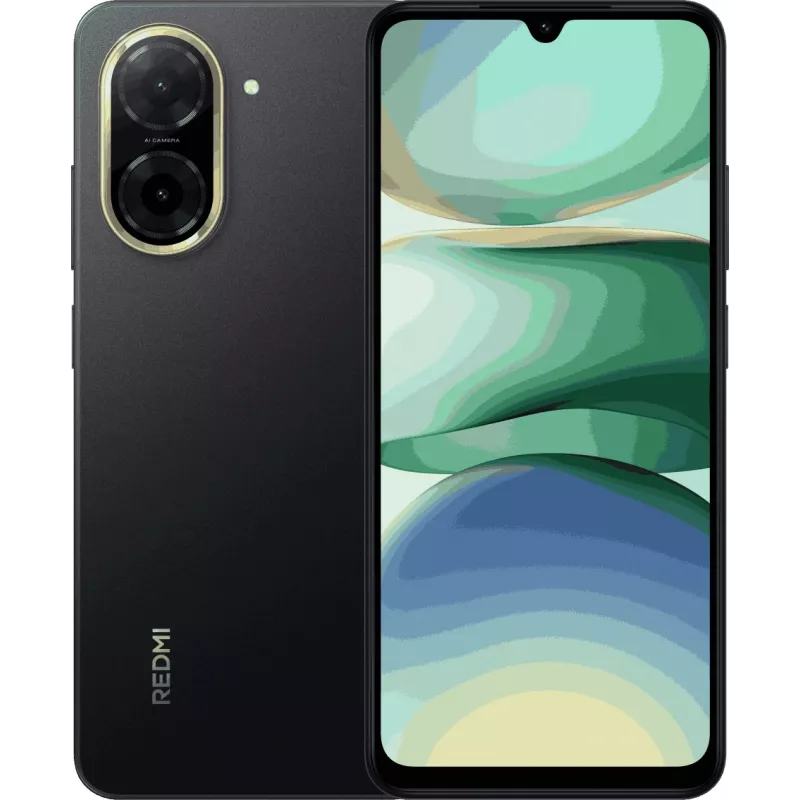 Смартфон Xiaomi Redmi A5 64Gb 3Gb черный моноблок 3G 4G 2Sim 6.88" 720x1640 Android 15 Go 32Mpix 802.11 a/b/g/n/ac GPS FM microSD max2048Gb