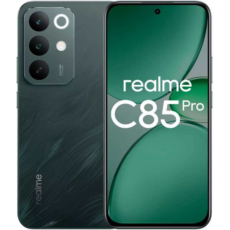 Смартфон Realme RMX5555 C85 Pro 256Gb 8Gb темно-зеленый моноблок 3G 4G 2Sim 6.8" 1080x2344 Android 15 50Mpix 802.11 a/b/g/n/ac NFC GPS GSM900/1800 GSM1900 Protect microSD max2048Gb