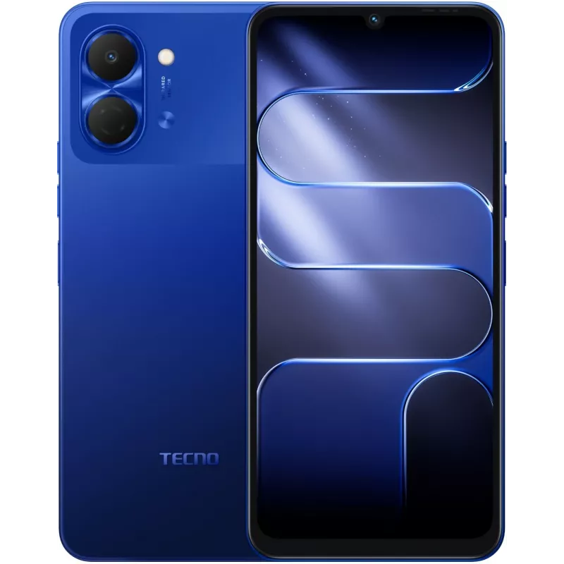 Смартфон Tecno Spark Go 3 64Gb 4Gb синий моноблок 3G 4G 2Sim 6.75" 720x1600 Android 15 13Mpix 802.11 a/b/g/n/ac GPS GSM900/1800 Protect microSD max1024Gb