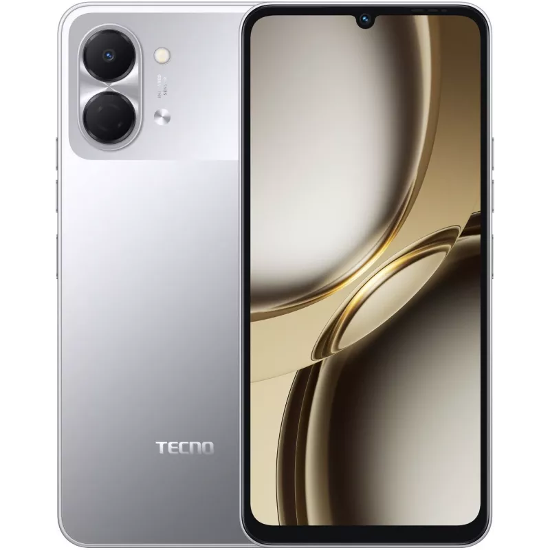 Смартфон Tecno Spark Go 3 128Gb 4Gb серый моноблок 3G 4G 2Sim 6.75" 720x1600 Android 15 13Mpix 802.11 a/b/g/n/ac GPS GSM900/1800 Protect microSD max1024Gb