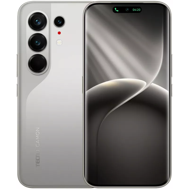 Смартфон Tecno Camon 50 Ultra 5G 256Gb 8Gb титан моноблок 3G 4G 2Sim 6.78" 1208x2644 Android 16 50Mpix 802.11 a/b/g/n/ac/ax NFC GPS GSM900/1800 GSM1900 Protect FM