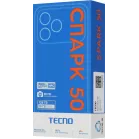Смартфон Tecno Spark 50 128Gb 6Gb синий моноблок 3G 4G 2Sim 6.67" 720x1600 Android 16 50Mpix 802.11 a/b/g/n/ac/ax NFC GPS GSM900/1800 GSM1900 Protect FM microSD max2048Gb