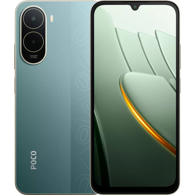 Смартфон Xiaomi Poco C81 Pro 128Gb 4Gb зеленый моноблок 3G 4G 2Sim 6.9" 720x1600 Android 13Mpix 802.11 a/b/g/n/ac NFC GPS GSM1900 microSD max1024Gb