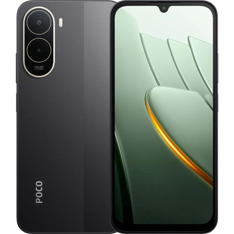 Смартфон Xiaomi Poco C81 Pro 64Gb 4Gb черный моноблок 3G 4G 2Sim 6.9" 720x1600 Android 13Mpix 802.11 a/b/g/n/ac NFC GPS GSM1900 microSD max1024Gb