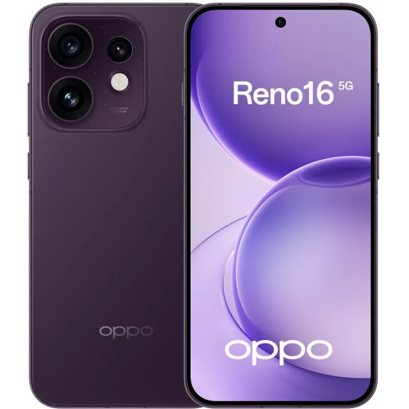 Смартфон Oppo CPH2865 Reno16 5G 256Gb 12Gb фиолетовый моноблок 3G 4G 2Sim 6.32" 1216x2640 Android 16 50Mpix 802.11 a/b/g/n/ac/ax NFC GPS Protect