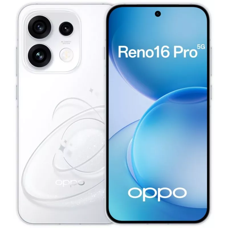 Смартфон Oppo CPH2863 Reno16 pro 512Gb 12Gb белый моноблок 3G 4G 2Sim 6.32" 1216x2640 Android 16 50Mpix 802.11 a/b/g/n/ac/ax NFC GPS Protect