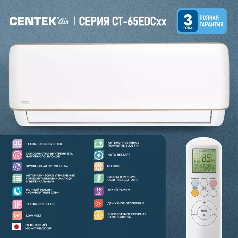 Сплит-система Centek CT-65EDC12 белый