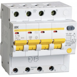 Выключатель автом. дифф. тока IEK АД14 MAD10-4-016-C-030 16A тип C 4.5kA 30мА AC 4П 230/400В 5мод белый (упак.:1шт)