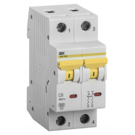 Выключатель автоматический IEK MVA31-2-006-C 6A тип C 6kA 2П 400В 2мод белый (упак.:1шт)
