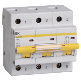 Выключатель автоматический IEK MVA40-3-025-C 25A тип C 10kA 3П 400В 4.5 мод белый (упак.:1шт)
