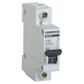 Выключатель автоматический IEK Generica MVA25-1-050-C 50A тип C 4.5kA 1П 230В 1мод серый (упак.:1шт)