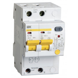 Выключатель автом. дифф. тока IEK АД12М MAD12-2-016-C-030 16A тип C 4.5kA 30мА A 2П 230В 3мод белый (упак.:1шт)