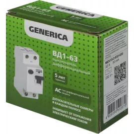 Выключатель дифф.тока УЗО IEK MDV15-2-032-030 ВД1-63 Generica 32A 4.5kA 30мА AC 2П 230В 2мод серый (упак.:1шт)
