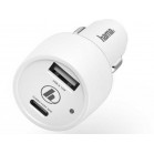 Автомобильное зар./устр. Hama H-183322 42W 3A (PD+QC) USB/USB Type-C универсальное белый (00183322)