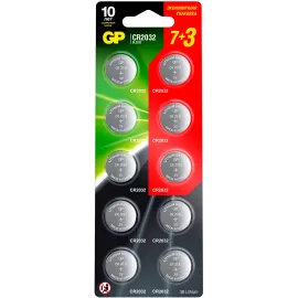 Батарея GP Lithium Cell CR2032-7/3-2CR10 CR2032 (10шт) блистер