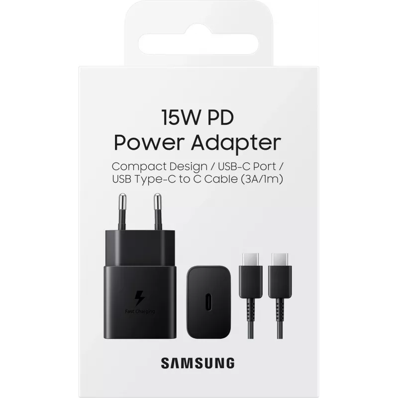 Сетевое зар./устр. Samsung EP-T1510X 15W 2A+1.67A (PD) USB Type-C для Samsung черный (EP-T1510XBEGRU)