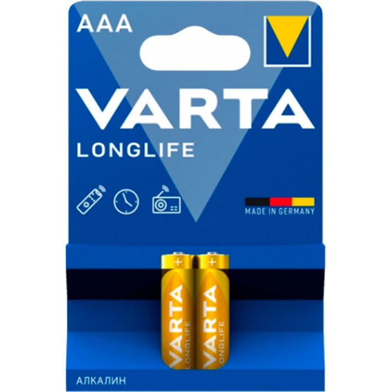 Батарея Varta Longlife Alkaline LR03 AAA (2шт) блистер
