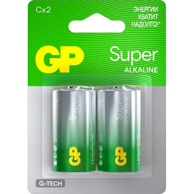 Батарея GP Super G-Tech Alkaline 14A LR14 C (2шт) блистер
