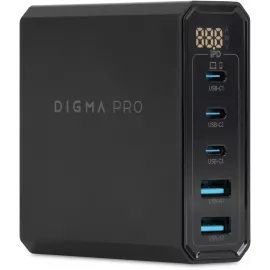 Настольное зар./устр. Digma Pro DPW10A 140W 5A (PD+QC) 3хUSB-C/2xUSB-A универсальное черный (DPW1A4G024BK)
