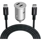 Автомобильное зар./устр. Magssory cch002 45W 3A+2.25A (PD+QC+AFC) USB Type-C универсальное темно-серый