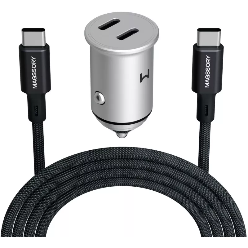 Автомобильное зар./устр. Magssory cch002 45W 3A+2.25A (PD+QC+AFC) USB Type-C универсальное темно-серый