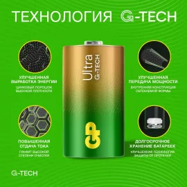 Батарея GP Ultra Alkaline 14AUA21-2CRSBC2 C (2шт) блистер