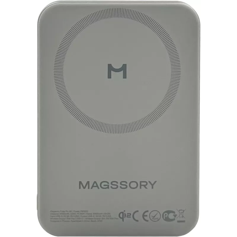 Мобильный аккумулятор Magssory PBN022 10000mAh QC4.0/PD3.0 15W 3A USB-C беспров.зар. титановый