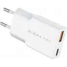 Сетевое зар./устр. Digma Pro DPW2A 20W 3A (PD+QC) USB-C/USB-A универсальное белый (DPW2A2GX11WH)