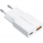 Сетевое зар./устр. Digma Pro DPW2A 20W 3A (PD+QC) USB-C/USB-A универсальное белый (DPW2A2GX11WH)