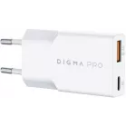 Сетевое зар./устр. Digma Pro DPW3A 30W 3A (PD+QC) USB-C/USB-A универсальное белый (DPW3A3GX11WH)