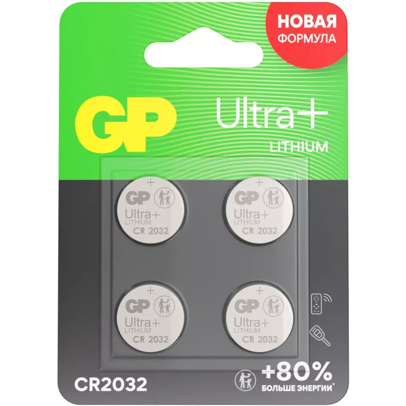 Батарея GP Lithium CR2032UP CR2032 280mAh (4шт) блистер