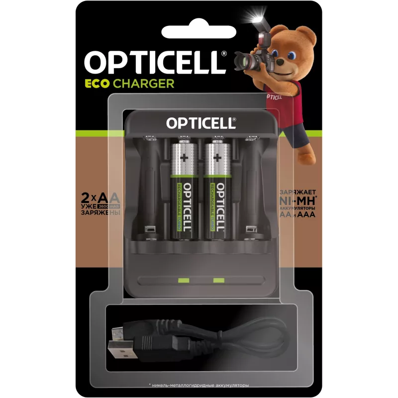 Аккумулятор + зарядное устройство Opticell Turbo АА 2600 mAh AA/AAA 2600mAh (2шт) блистер