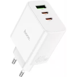 Сетевое зар./устр. Hoco C126A Pure power PD40W three-port(2C1A) charger(EU 40W 3A (PD+QC) универсальное белый