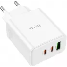 Сетевое зар./устр. Hoco C126A Pure power PD40W three-port(2C1A) charger(EU 40W 3A (PD+QC) универсальное белый