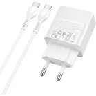 Сетевое зар./устр. Hoco CS112A Lounge PD30W+QC3.0 with cable 30W 3A (PD+QC) универсальное белый (80417)
