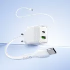 Сетевое зар./устр. Hoco CS112A Lounge PD30W+QC3.0 with cable 30W 3A (PD+QC) универсальное белый (80417)