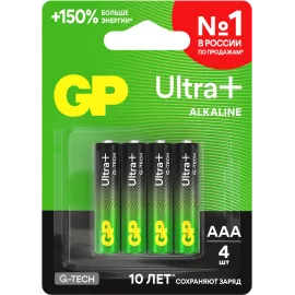 Батарея GP Ultra Plus Alkaline 24AUPA21-2CRSBNN4 AAA (4шт) блистер