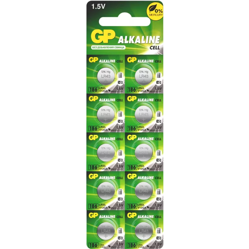 Батарея GP Alkaline 186FRA-2C10 250/5000 LR43 (10шт) блистер