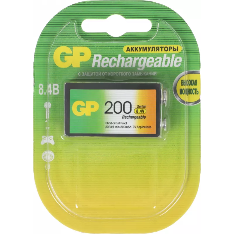 Аккумулятор GP 20R8H 9V NiMH 200mAh (1шт)
