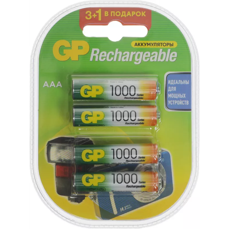 Аккумулятор GP 100AAAHC3/1 AAA NiMH 1000mAh (промо:3+1) (4шт)