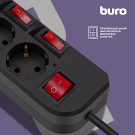 Сетевой фильтр Buro 500SH-5-SW-B 5м (5 розеток) черный (коробка)