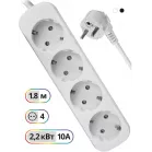 Сетевой удлинитель Defender E418 1.8м (4 розетки) белый (пакет ПЭ)