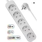 Сетевой удлинитель Defender E518 1.8м (5 розеток) белый (пакет ПЭ)