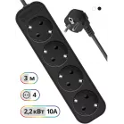 Сетевой удлинитель Defender M430 3м (4 розетки) черный (коробка)