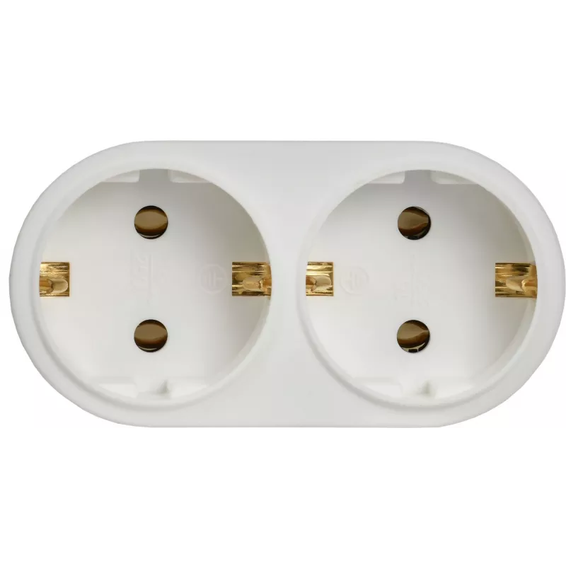 Сетевой разветвитель IEK Т-01/02 (2 розетки) белый (блистер)