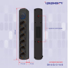 Сетевой фильтр Ippon BK-6-EU-3-16-B 3м (6 розеток) черный (коробка)