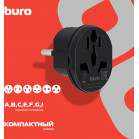 Адаптер-переходник Buro BU-PA01-B (1 розетка) черный (пакет ПЭ)